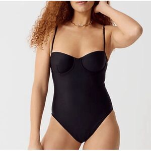 J Crew Heritage Balconette Underwire Sexy One Piece Black Bathing Suit Size 4